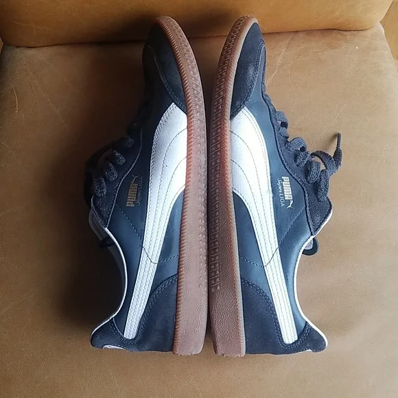 Puma Super Liga Blue/Black Leather Retro Gum Soles Men's Shoes 10.5 - Picture 8 of 9